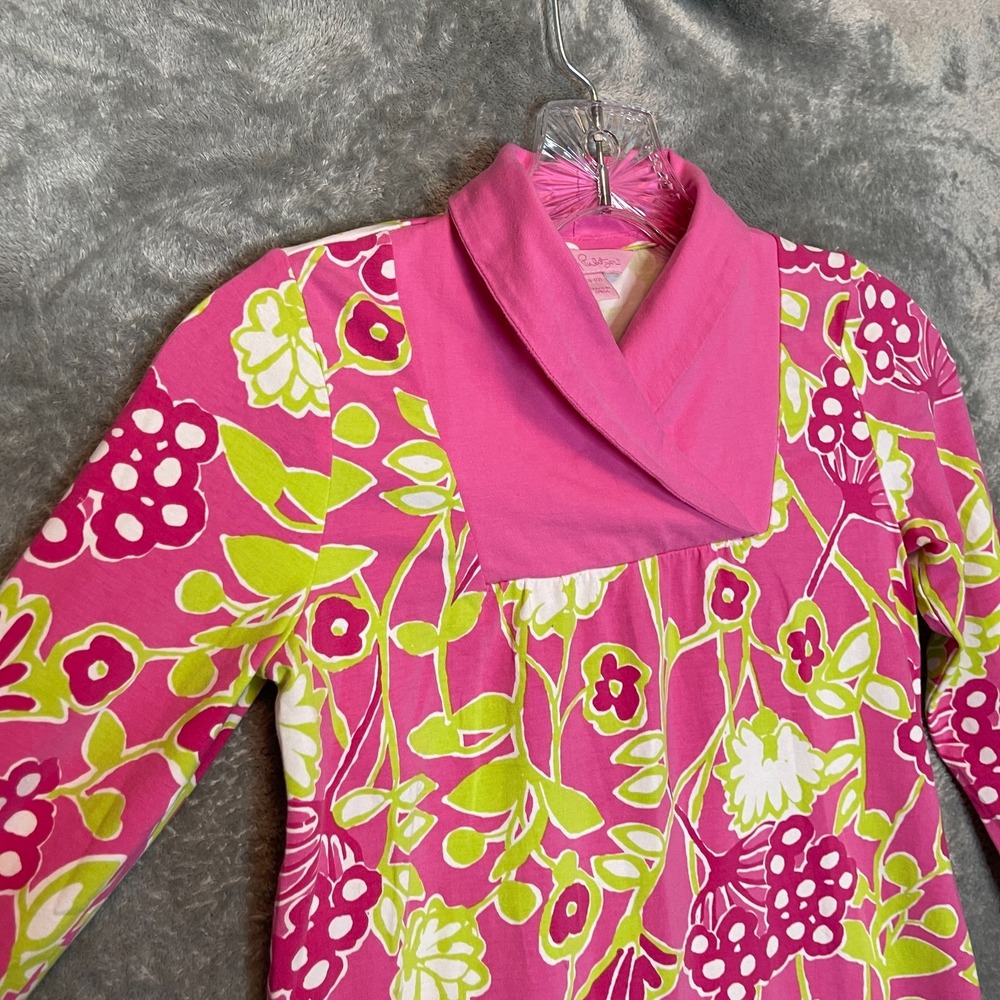 Lilly Pulitzer Big Girls Hudson Printed Dress L 8/10 Shift Tunic Shawl Collar